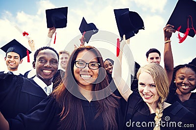 International Students Celebrating Graduation Stock Photo