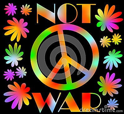 International symbol of peace, disarmament, anti-war movement. Grunge street art design in hippies rainbow colors, inscription not Vector Illustration