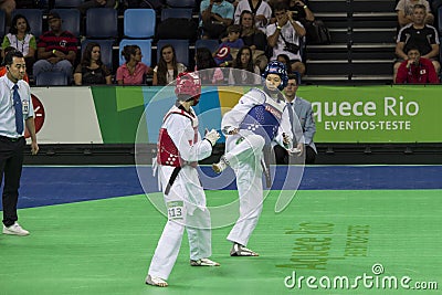 International Taekwondo Tournament in Rio - JPN vs CHN Editorial Stock Photo