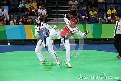 International Taekwondo Tournament - Rio 2016 Test Events - UZB vs IRI Editorial Stock Photo