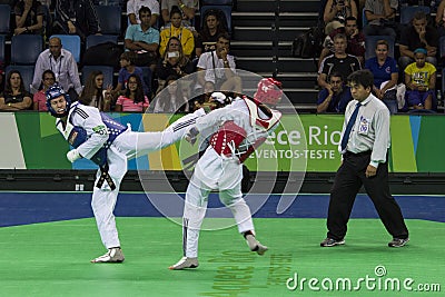 International Taekwondo Tournament - Rio 2016 Test Events - UZB vs IRI Editorial Stock Photo