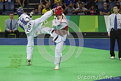 International Taekwondo Tournament - Rio 2016 - USA vs TUNISIA Editorial Stock Photo