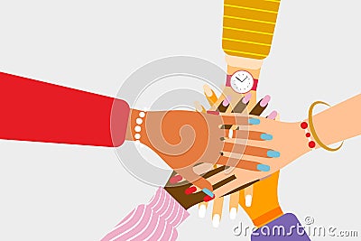 International teamwork and friendship concept Vector Illustration