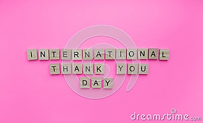 International Thank You Day, minimalistic banner with the inscription in wooden letters Stock Photo