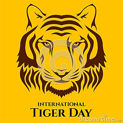 International Tiger day. Tiger`s head vector color illustration. July 29 Vector Illustration