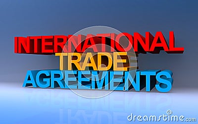 international trade agreements on blue Stock Photo