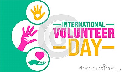 International Volunteer day background, banner or poster design template. observed every year in December. Vector Illustration