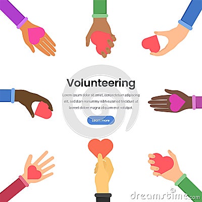 International volunteering flat vector webpage template Vector Illustration