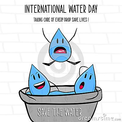 International water day card save lives quote Vector Illustration