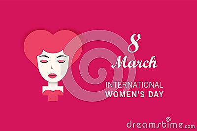 International women`s day and Happy Mother`s Day poster, background and wallpaper. Woman sex gender sign with head character Vector Illustration