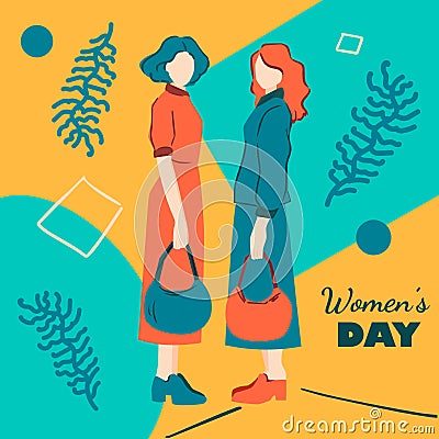 International Women`s Day, Illustration of Happy Womens greeting Vector Illustration