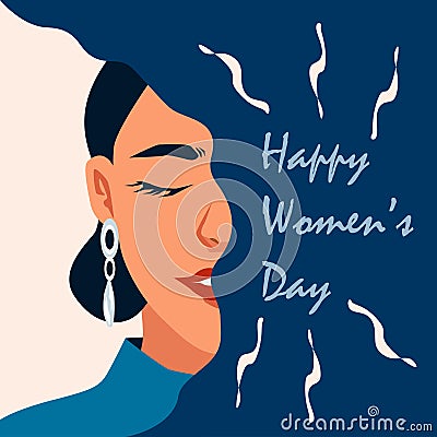 International Women`s Day, Illustration of Happy Womens greeting Vector Illustration