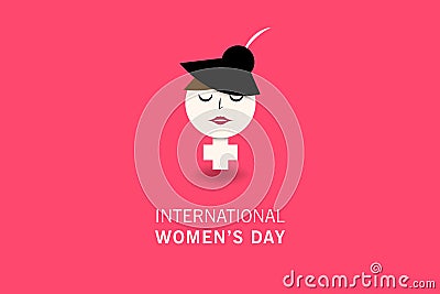 International Women`s Day poster. Woman sex gender sign with head character using origami, paper cut design style Vector Illustration