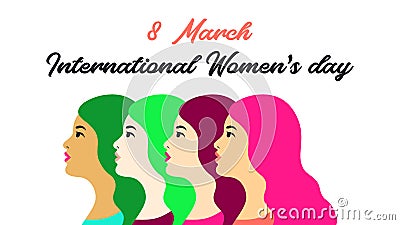 International Womens Day. Vector illustration with different women. Struggle for freedom, independence, equality Vector Illustration