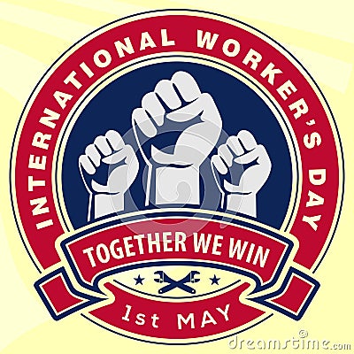 International Worker`s Day badge or label design. Vector illustration Vector Illustration
