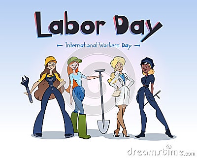 International Workers` Day Character Illustration Stock Photo