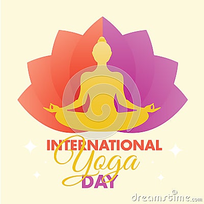 International Yoga Day 21 June poster logo Padmasana Kapalbhati Pranayama Lotus Pose asana vector design Vector Illustration