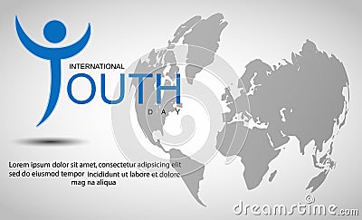 International youth day background with world map Vector Illustration
