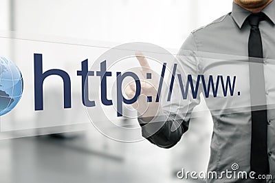 Internet address in web browser on virtual screen Stock Photo