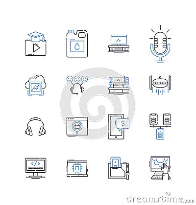 Internet anonymity line icons collection. Privacy, Masking, Encryption, Incognito, Anonymous, Pseudonym, Security vector Vector Illustration
