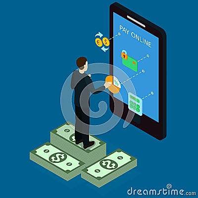 Internet Banking Isometric Concept Vector Illustration