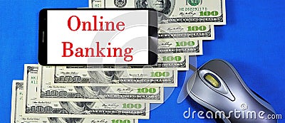 Internet banking is a technology of remote banking services, managing accounts from devices: a computer, a smartphone, a phone Stock Photo