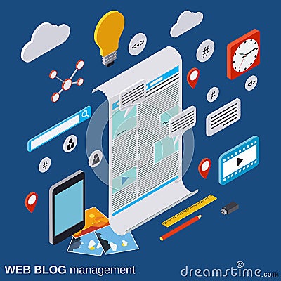 Internet blogging, web publication, web journalism, blog management vector concept Vector Illustration