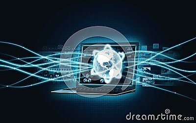 Internet broadband Laptop Stock Photo