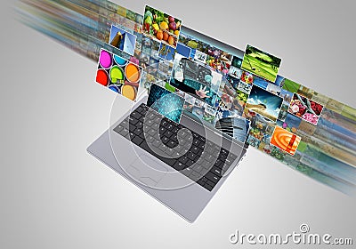 Internet broadband and streaming multimedia technology Stock Photo