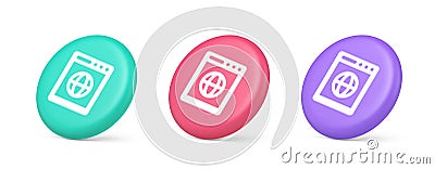 Internet browser global wireless connection button cyberspace virtual networking 3d isometric circle icon Vector Illustration