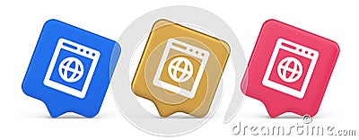 Internet browser global wireless connection button cyberspace virtual networking 3d speech bubble icon Vector Illustration