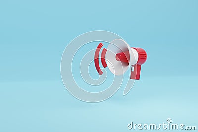 Internet, business, Technology and network concept.3D rendering, Close up red and white Megaphone and loudness icon with shadow, Stock Photo