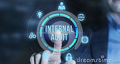 Internet, business, Technology and network concept.virtual screen of the future and sees the inscription: Internal audit Stock Photo