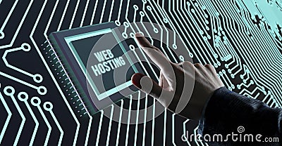 Internet, business, Technology and network concept. Web Hosting. The activity of providing storage space and access for websites Stock Photo