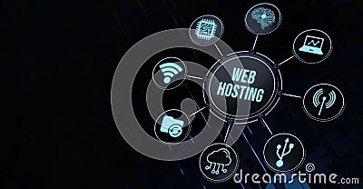 Internet, business, Technology and network concept. Web Hosting. The activity of providing storage space and access for websites Stock Photo