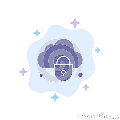 Internet, Cloud, Lock, Security Blue Icon on Abstract Cloud Background Vector Illustration