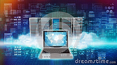 Internet cloud server Computing Cartoon Illustration