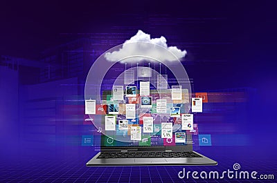 Internet Cloud Storage and data processing Concept Stock Photo