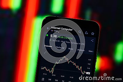 Internet Computer (ICP) editorial. Internet Computer (ICP) IS a cryptocurrency Editorial Stock Photo