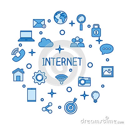 internet concept wifi conncetion media network icons technology Cartoon Illustration