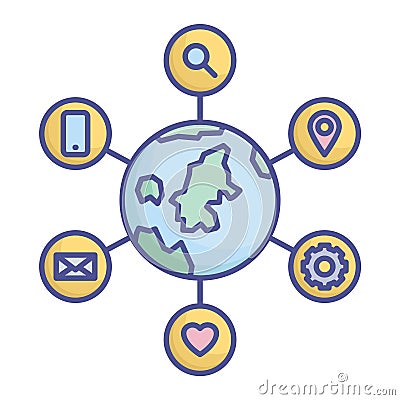 Internet connected devices Fill Vector icon which can easily modify or edit Vector Illustration