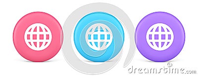 Internet connection global browsing information button cyberspace data search 3d circle icon Vector Illustration