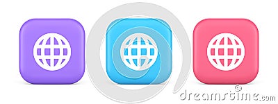 Internet connection global browsing information button cyberspace data search 3d icon Vector Illustration