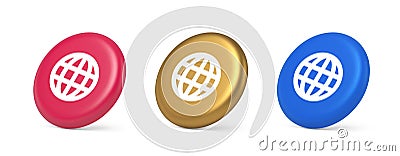 Internet connection global browsing information button cyberspace data search 3d isometric circle icon Vector Illustration