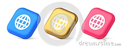 Internet connection global browsing information button cyberspace data search 3d isometric icon Stock Photo