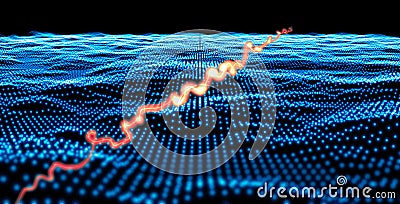 Internet connection speed, technology and ground in dots, hackers and intrusion into computer systems, electromagnetic pulse Stock Photo