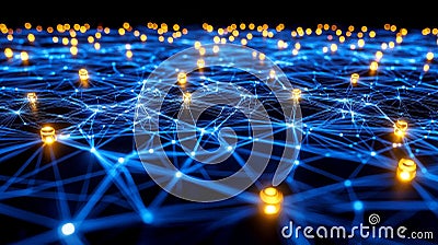Internet connection technology concept, cloud computing, neural communications of a supercomputer. Cybersecurity concept Cartoon Illustration