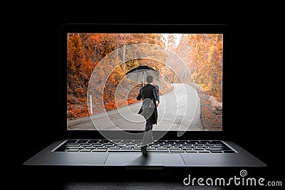 Internet and cyberspace concept. Mixed media Stock Photo