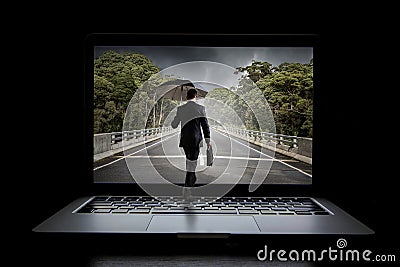 Internet and cyberspace concept. Mixed media Stock Photo