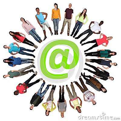 Internet digital generation group of young people online Stock Photo